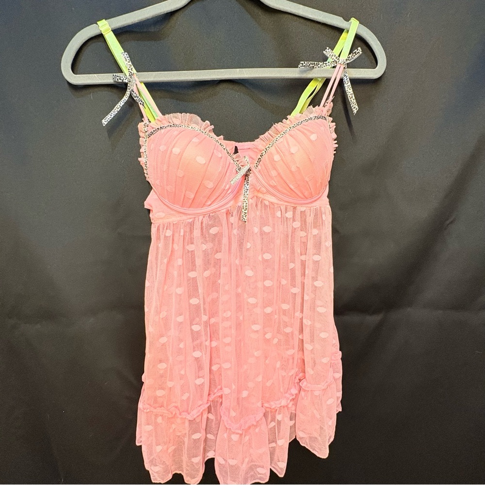 Victoria Secret Pink Sheer Polka Dot Lingerie